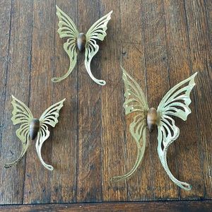 Mid Century Modern Brass Butterfly Swallowtail Gallery Wall Brass Wood Decor MCM
